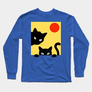 Two black cats in the window Long Sleeve T-Shirt